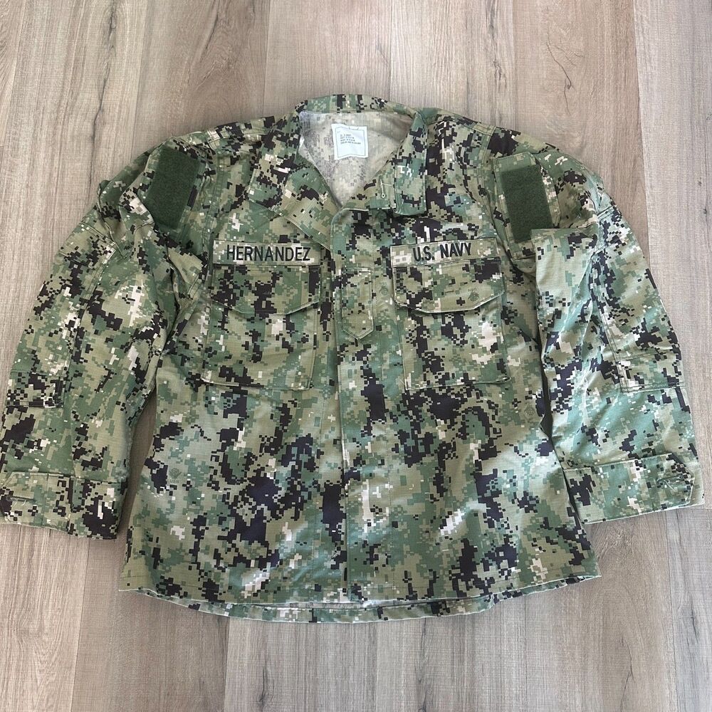 U.S. Navy Shirt X Short Working Uniform Type Seals Military Camo Coat Shacket